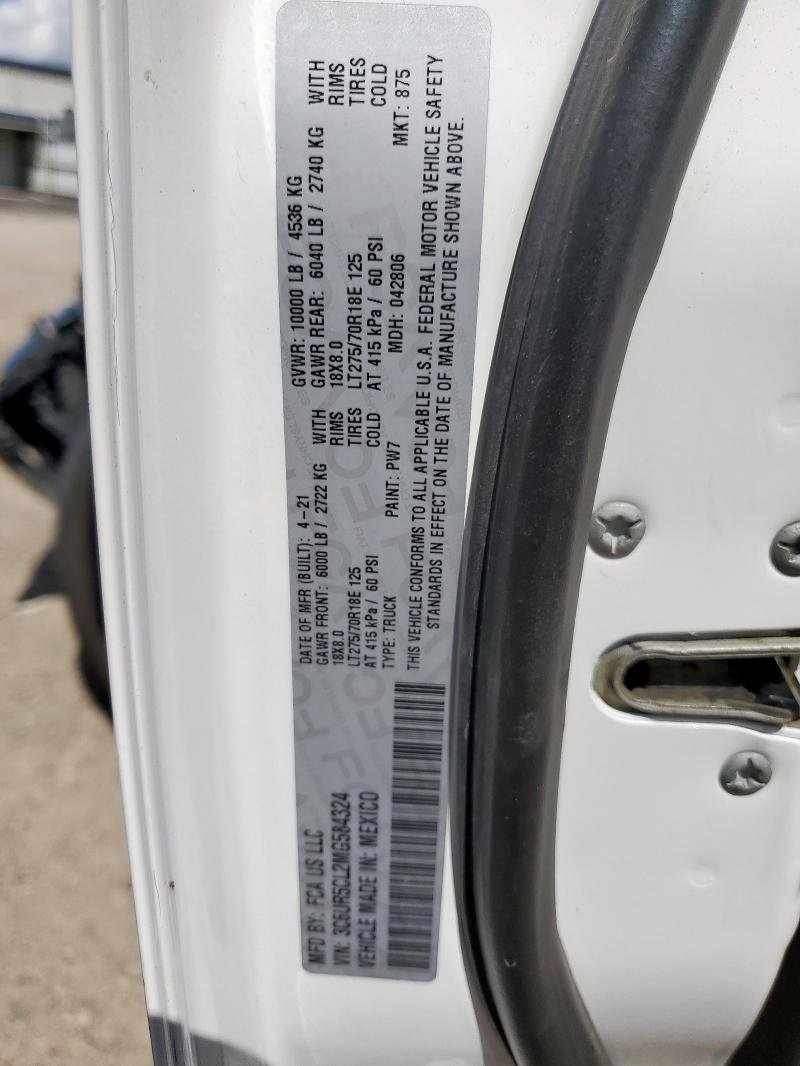 3C6UR5CL2MG584324 - 2021 RAM 2500 TRADESMAN WHITE photo 12