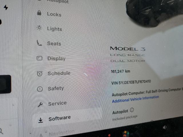 5YJ3E1EB7LF670410 - 2020 TESLA MODEL 3 Qara foto 9