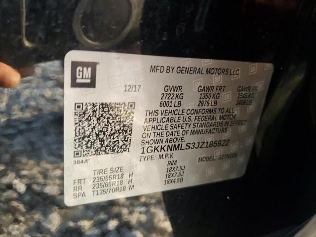 1GKKNMLS3JZ185922 - 2018 GMC ACADIA SLT-1 შავი ფოტო 13