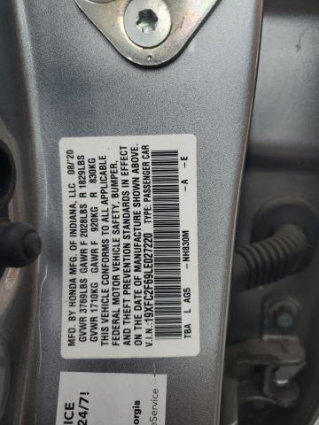 19XFC2F69LE027220 - 2020 HONDA CIVIC LX 银色 照片 12