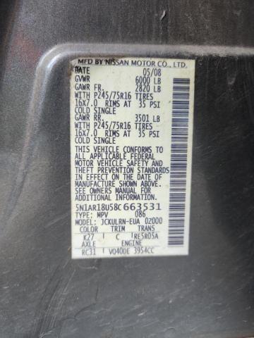 5N1AR18U58C663531 - 2008 NISSAN PATHFINDER S Մոխրագույն լուսանկար 13