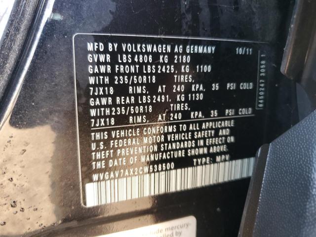 WVGAV7AX2CW538500 - 2012 VOLKSWAGEN TIGUAN S Qara foto 12