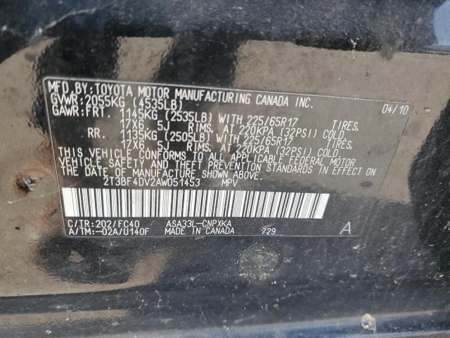 2T3BF4DV2AW051453 - 2010 TOYOTA RAV4 Siyah fotoğraf 13