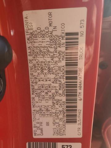 3TMJU62N78M055168 - 2008 TOYOTA TACOMA DOUBLE CAB PRERUNNER RED photo 12