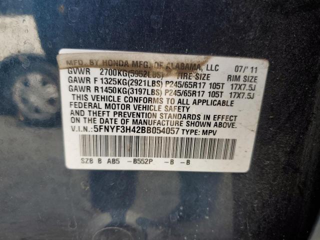 5FNYF3H42BB054057 - 2011 HONDA PILOT EX 蓝色 照片 13