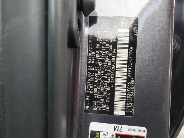 4T1BF3EK9AU004184 - 2010 TOYOTA CAMRY BASE GRAY photo 13