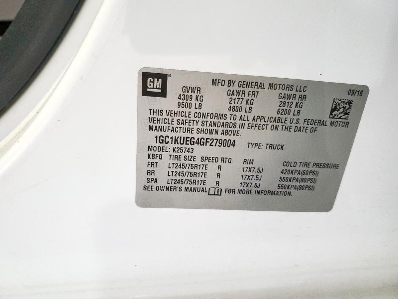 1GC1KUEG4GF279004 - 2016 CHEV SILVERADO K2500 HEAVY DUTY WHITE photo 12