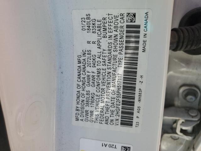 2HGFE2F55PH517117 - 2023 HONDA CIVIC SPORT Սպիտակ լուսանկար 12