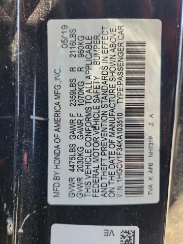1HGCV1F34KA103510 - 2019 HONDA ACCORD SPORT Qara foto 13