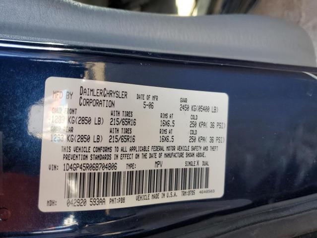 1D4GP45R06B704806 - 2006 DODGE CARAVAN SXT BLUE photo 14