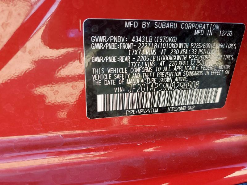 JF2GTAPC9M8298908 - 2021 SUBARU CROSSTREK PREMIUM Rouge photo 14