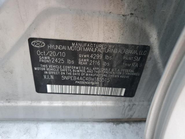 5NPEB4AC4BH185515 - 2011 HYUNDAI SONATA GLS SILVER photo 12