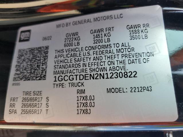 1GCGTDEN2N1230822 - 2022 CHEVROLET COLORADO Z71 BLACK photo 12