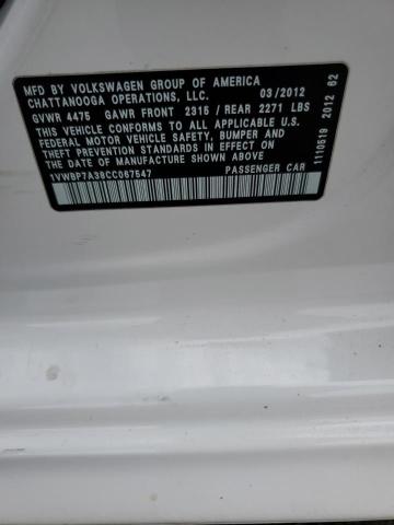 1VWBP7A38CC067547 - 2012 VOLKSWAGEN PASSAT SE 白色 照片 13