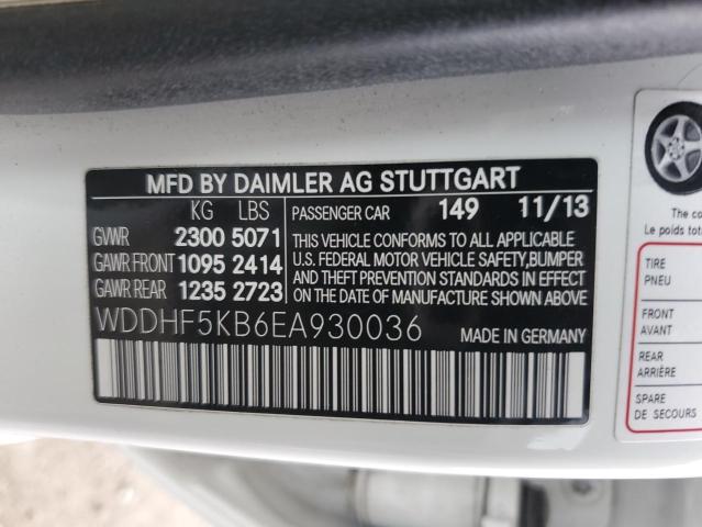 WDDHF5KB6EA930036 - 2014 MERCEDES-BENZ E 350 WHITE photo 12