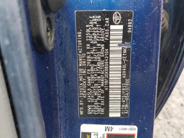 4T1BF3EK0BU643104 - 2011 TOYOTA CAMRY BASE Azul foto 12