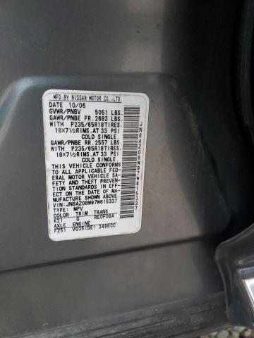 JN8AZ08W97W615337 - 2007 NISSAN MURANO SL SILVER photo 13