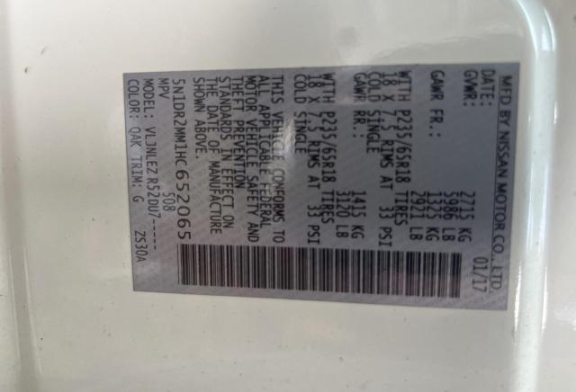 5N1DR2MM1HC652065 - 2017 NISSAN PATHFINDER S 白色 照片 10