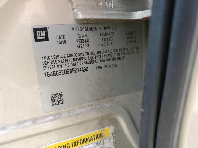 1G4GC5ED5BF214492 - 2011 BUICK LACROSSE CXL ბეჟი ფოტო 12