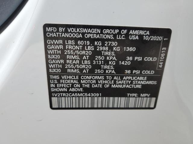 1V2TR2CA5MC543091 - 2021 VOLKSWAGEN ATLAS SEL PREMIUM WHITE photo 14