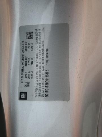 2G1FC1E30D9135302 - 2013 CHEVROLET CAMARO LT SILVER photo 12