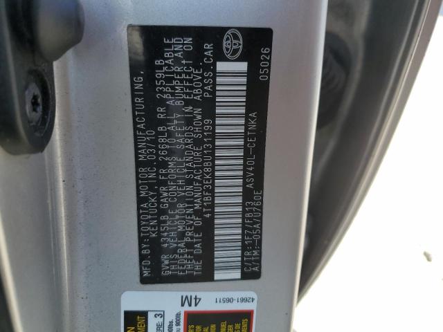 4T1BF3EK8BU131199 - 2011 TOYOTA CAMRY BASE ვერცხლისფერი ფოტო 12