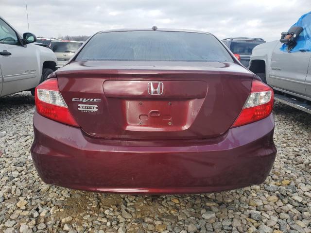 2HGFB2F89CH532474 - 2012 HONDA CIVIC EX BURGUNDY photo 6