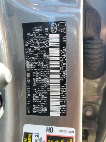 2T1BURHEXKC226105 - 2019 TOYOTA COROLLA L Графитовый фото 12