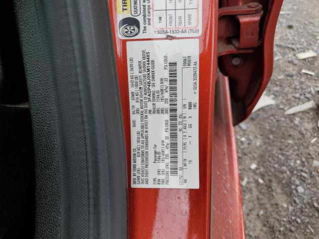 3FADP4BJ0KM144485 - 2019 FORD FIESTA SE Rouge photo 12