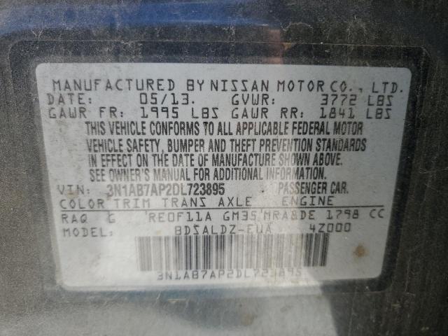 3N1AB7AP2DL723895 - 2013 NISSAN SENTRA S BLUE photo 12