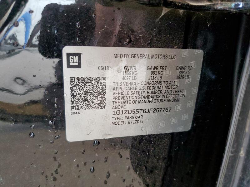 1G1ZD5ST6JF257767 - 2018 CHEVROLET MALIBU LT BLACK photo 12