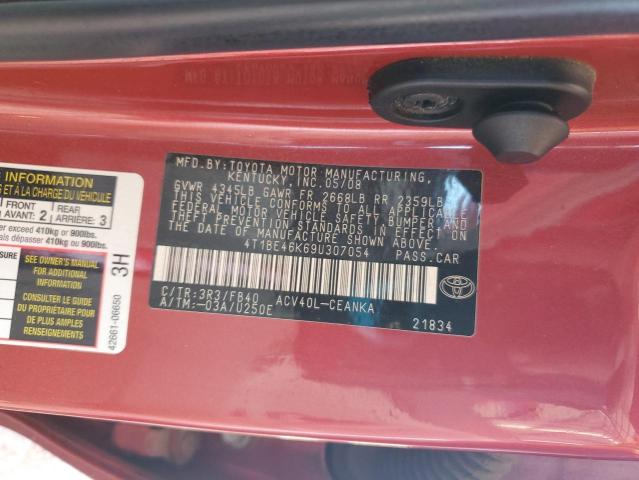 4T1BE46K69U307054 - 2009 TOYOTA CAMRY BASE Червоний фото 13