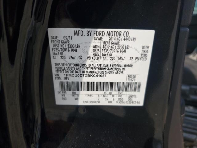 1FMCU0D7XBKC41057 - 2011 FORD ESCAPE XLT BLACK photo 12