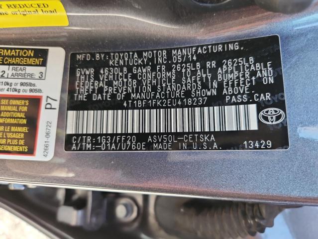 4T1BF1FK2EU418237 - 2014 TOYOTA CAMRY L Gris foto 12