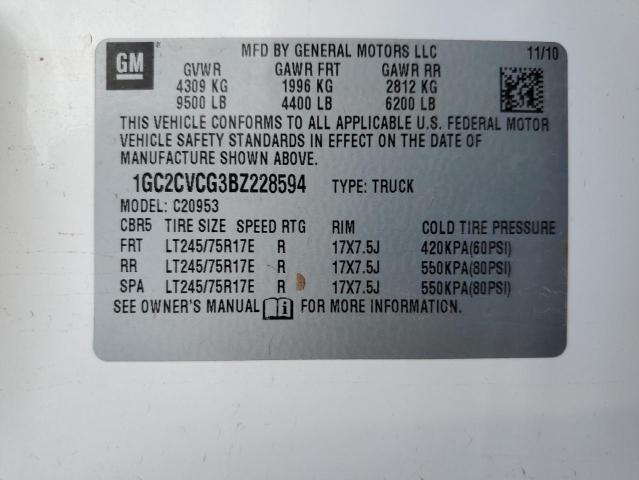 1GC2CVCG3BZ228594 - 2011 CHEVROLET SILVERADO C2500 HEAVY DUTY WHITE photo 10