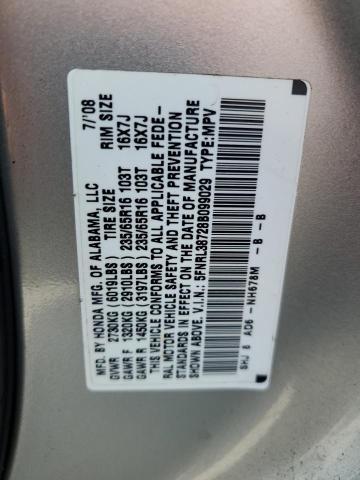 5FNRL38728B099029 - 2008 HONDA ODYSSEY EXL Srebrny zdjęcie 13