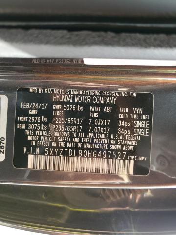 5XYZTDLB0HG497527 - 2017 HYUNDAI SANTA FE S GRAY photo 13