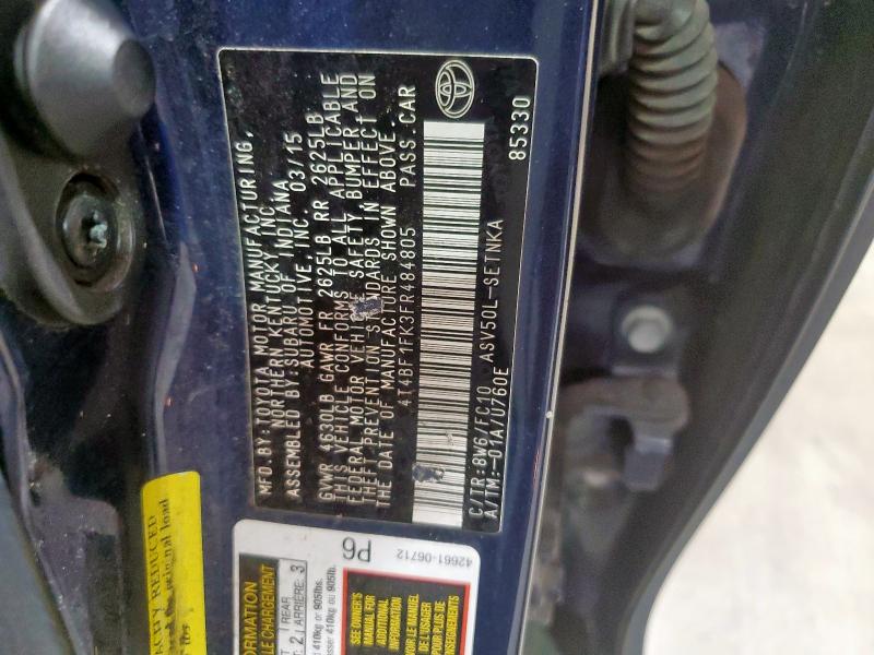 4T4BF1FK3FR484805 - 2015 TOYOTA CAMRY LE Mavi foto 12