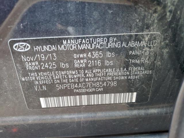 5NPEB4AC7EH854798 - 2014 HYUNDAI SONATA GLS CHARCOAL photo 13