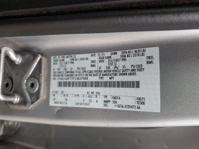 1FMCU0F77FUB27069 - 2015 FORD ESCAPE S SILVER photo 13