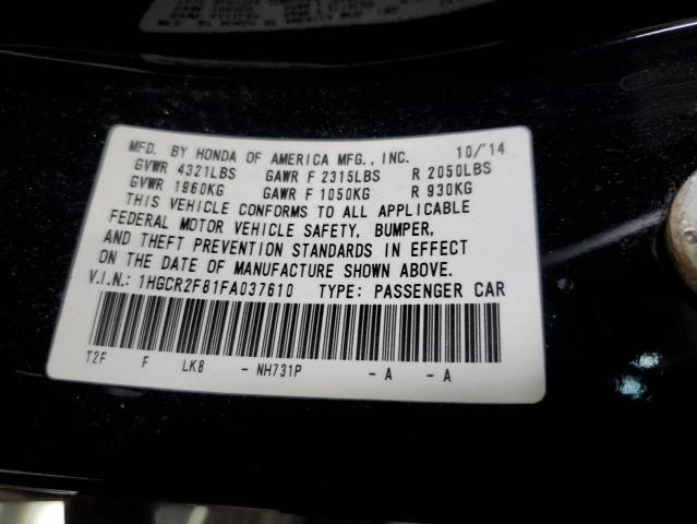 1HGCR2F81FA037610 - 2015 HONDA ACCORD EXL 黑色 照片 13