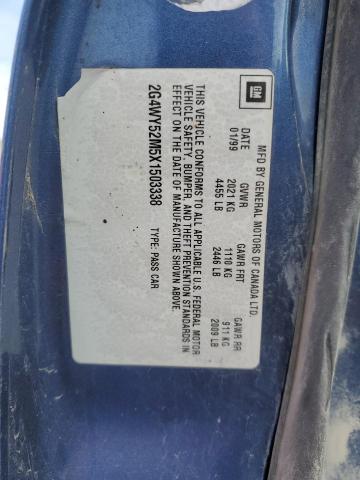 2G4WY52M5X1503338 - 1999 BUICK CENTURY LIMITED BLUE photo 12