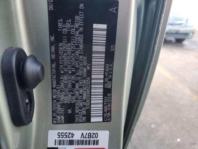 5TDZK23C68S223056 - 2008 TOYOTA SIENNA CE GREEN photo 13