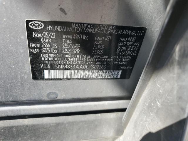 5NMS33AA0LH302286 - 2020 HYUNDAI SANTA FE SEL SILVER photo 14