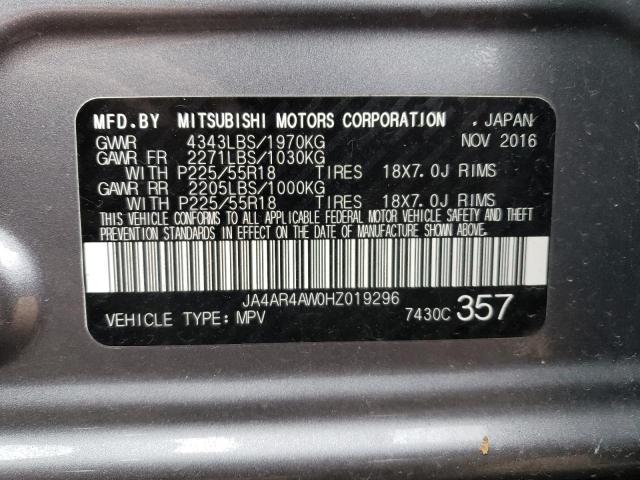 JA4AR4AW0HZ019296 - 2017 MITSUBISHI OUTLANDER SEL GRAY photo 12