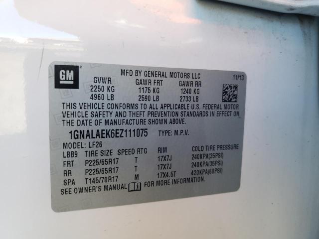 1GNALAEK6EZ111075 - 2014 CHEVROLET EQUINOX LS WHITE photo 13