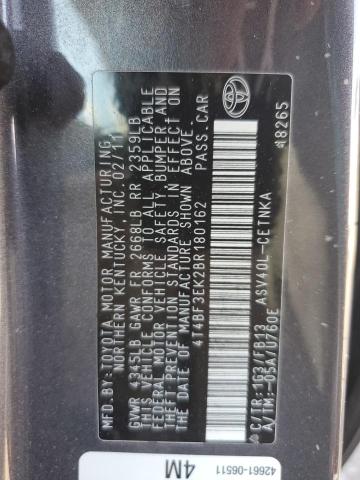 4T4BF3EK2BR180162 - 2011 TOYOTA CAMRY BASE 石墨色 照片 12