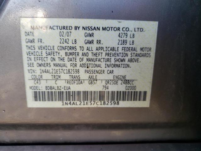 1N4AL21E57C182598 - 2007 NISSAN ALTIMA 2.5 GRAY photo 12