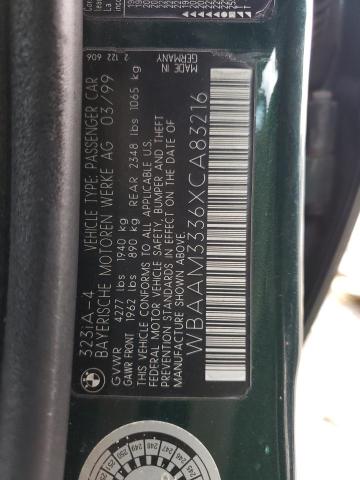 WBAAM3336XCA83216 - 1999 BMW 323 I AUTOMATIC Жасыл фото 12