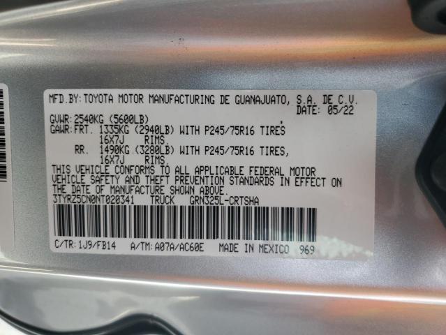 3TYRZ5CN0NT020341 - 2022 TOYOTA TACOMA ACCESS CAB فضي صورة 12